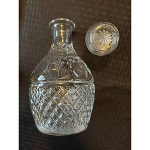 Vintage Crown Royal Liquor Decanter Sealed Stopper Cut Glass Rare Unused 10"X 5"